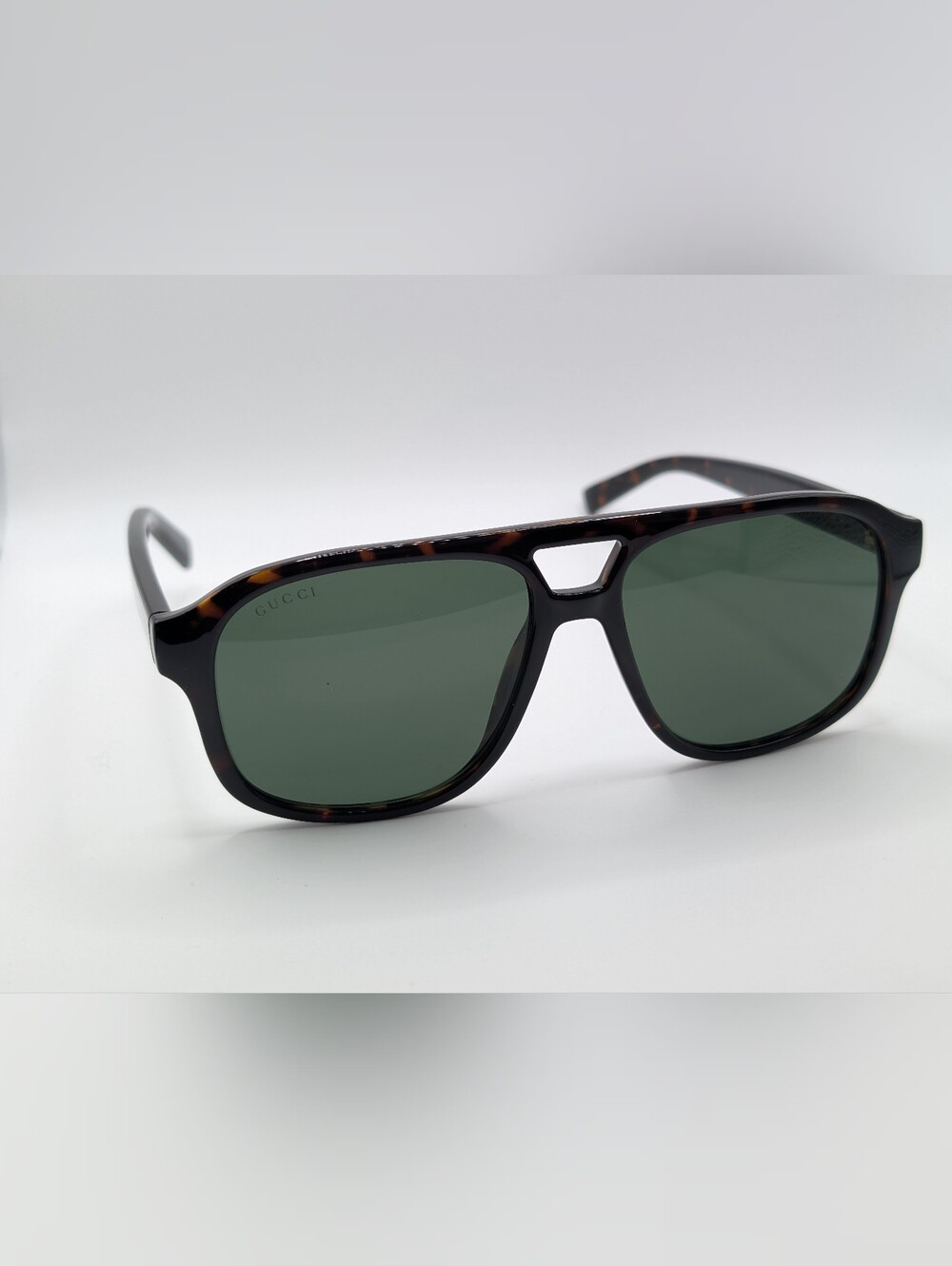GUCCI Aviator Sunglasses Tortoise Shell Dark Green Lens GG1856S 002 w/ Case NEW